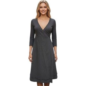 Leallo Black Wrap Dress Cotton Half Sleeve Size Medium EUC Casual Travel Dress